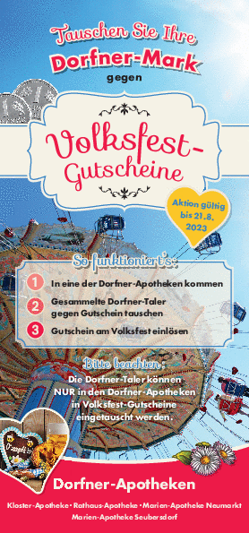 Tauschen Sie ihre Dorfner-Mark gegen Volksfest-Gutscheine